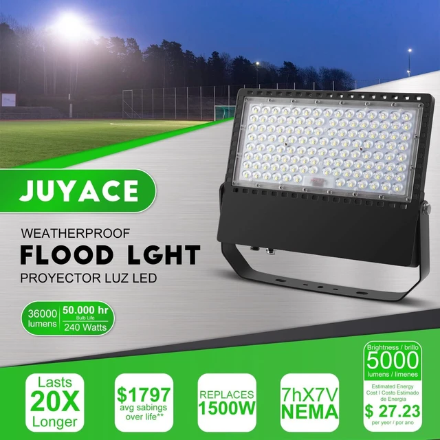 Alt view image 5 of 7 - Juyace 36000Lm 240W Led Stadium Outdoor Flood Light Area Lighting for Sport
