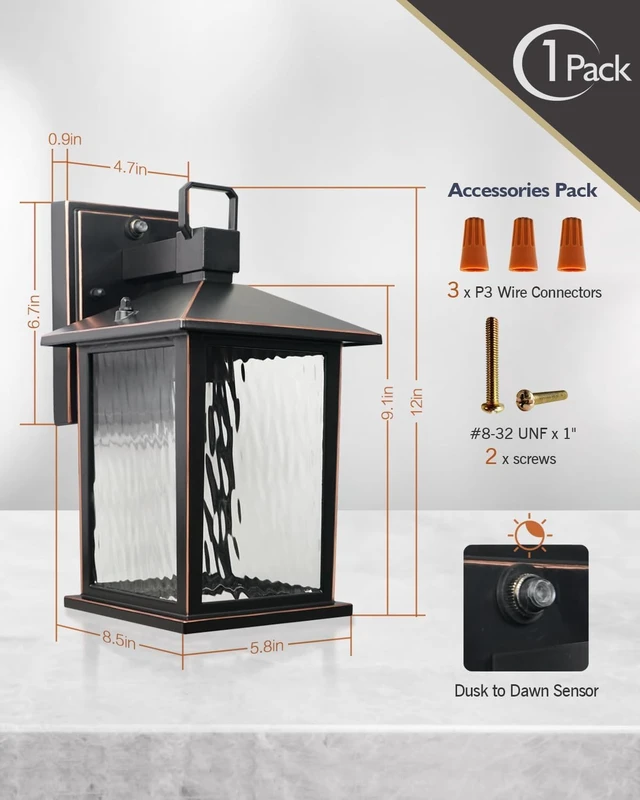 Alt view image 5 of 7 - Dusk to Dawn Porch Light, Oil-Rubbed Bronze Outdoor Light Fixture