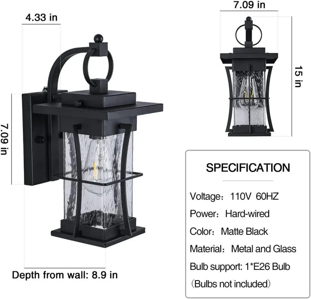 Alt view image 2 of 7 - 15 Inch Dusk to Dawn Outdoor Lighting Fixtures Wall Mount