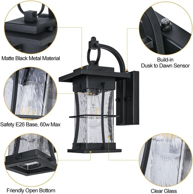Alt view image 4 of 7 - 15 Inch Dusk to Dawn Outdoor Lighting Fixtures Wall Mount