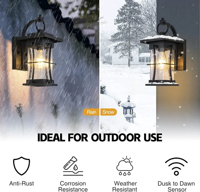 Alt view image 5 of 7 - 15 Inch Dusk to Dawn Outdoor Lighting Fixtures Wall Mount