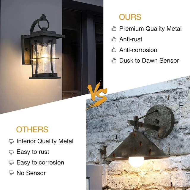 Alt view image 6 of 7 - 15 Inch Dusk to Dawn Outdoor Lighting Fixtures Wall Mount