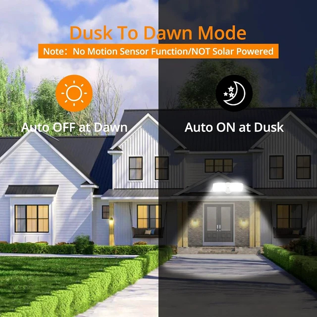 Alt view image 2 of 7 - UME 2-Pack 19W Dusk to Dawn LED Security Light Outdoor, 2 Adjustable Head, 2000LM, 5000K, IP65 Waterproof, Super Bright Flood Light with Photocell for Garage,Yard,Exterior,Entryway(White)