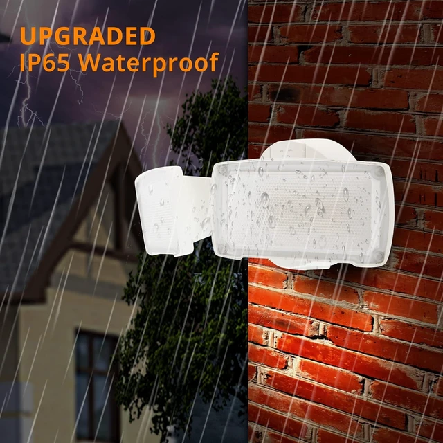 Alt view image 3 of 7 - UME 2-Pack 19W Dusk to Dawn LED Security Light Outdoor, 2 Adjustable Head, 2000LM, 5000K, IP65 Waterproof, Super Bright Flood Light with Photocell for Garage,Yard,Exterior,Entryway(White)