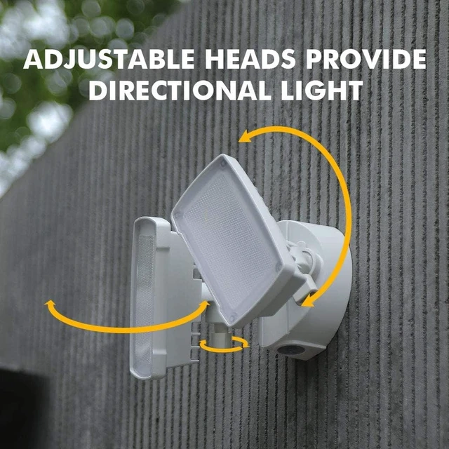 Alt view image 6 of 7 - UME 2-Pack 19W Dusk to Dawn LED Security Light Outdoor, 2 Adjustable Head, 2000LM, 5000K, IP65 Waterproof, Super Bright Flood Light with Photocell for Garage,Yard,Exterior,Entryway(White)
