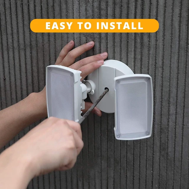Alt view image 7 of 7 - UME 2-Pack 19W Dusk to Dawn LED Security Light Outdoor, 2 Adjustable Head, 2000LM, 5000K, IP65 Waterproof, Super Bright Flood Light with Photocell for Garage,Yard,Exterior,Entryway(White)
