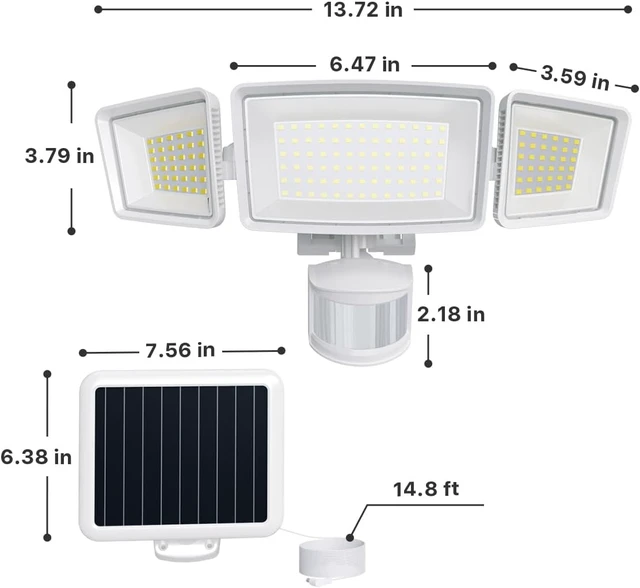 Alt view image 2 of 7 - Ensenior Solar Flood Lights Outdoor, Split Panel Design, White, 1-Pack