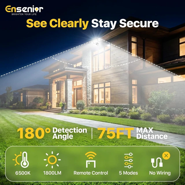 Alt view image 3 of 7 - Ensenior Solar Flood Lights Outdoor, Split Panel Design, White, 1-Pack