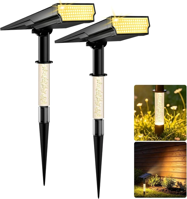 Main image of Solar Spot Lights Outdoor Waterproof, Warm White 2 Pack