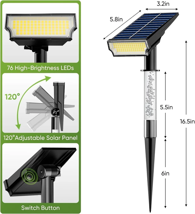 Alt view image 7 of 7 - Solar Spot Lights Outdoor Waterproof, Warm White 2 Pack