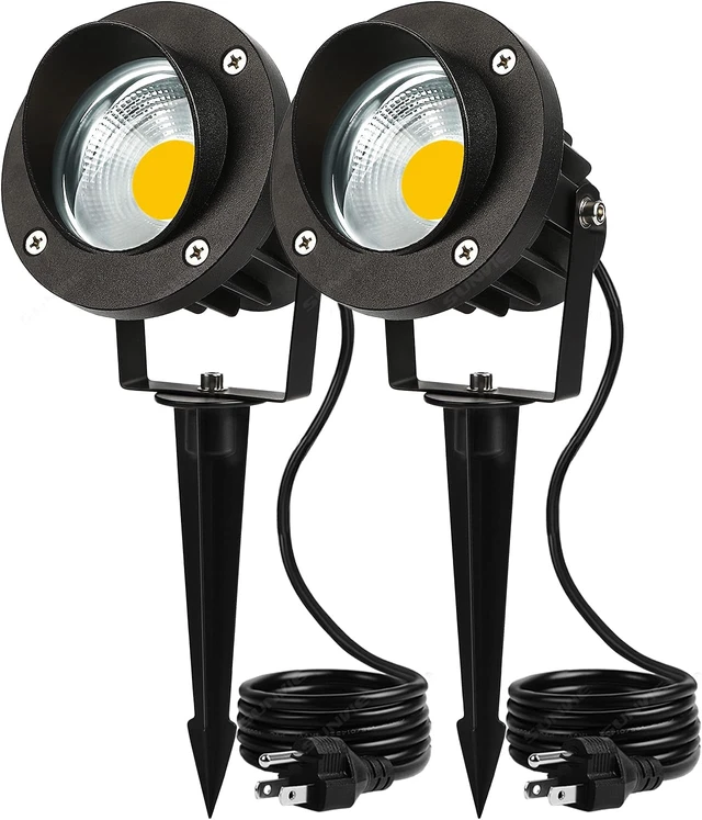 Main image of SUNVIE 20W Outdoor Spotlight LED Landscape Lighting 120V AC Waterproof Yard Spot Lights Outdoor with Stake for Tree Flag Lights 3000K Ultra Warm White Lawn Decorative Lamp with US 3-Plug in (2 Pack)