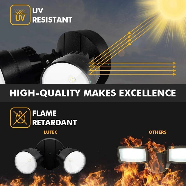 Alt view image 6 of 7 - LUTEC P6221B 2000 Lumen 18 Watt LED Dual-Head Floodlight Outdoor, Switch Controlled Waterproof Exterior Security Wall Light for Patio, Garden,Yard-Black