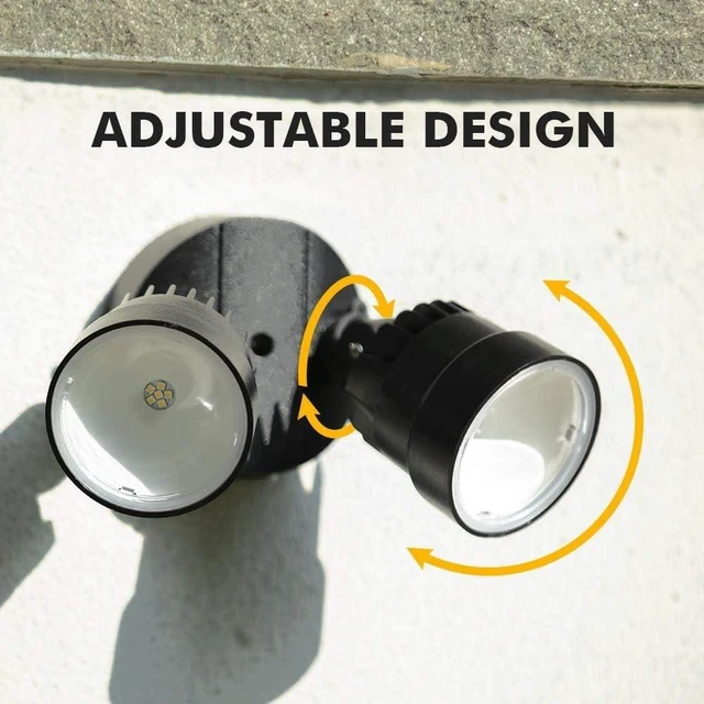 Alt view image 7 of 7 - LUTEC P6221B 2000 Lumen 18 Watt LED Dual-Head Floodlight Outdoor, Switch Controlled Waterproof Exterior Security Wall Light for Patio, Garden,Yard-Black