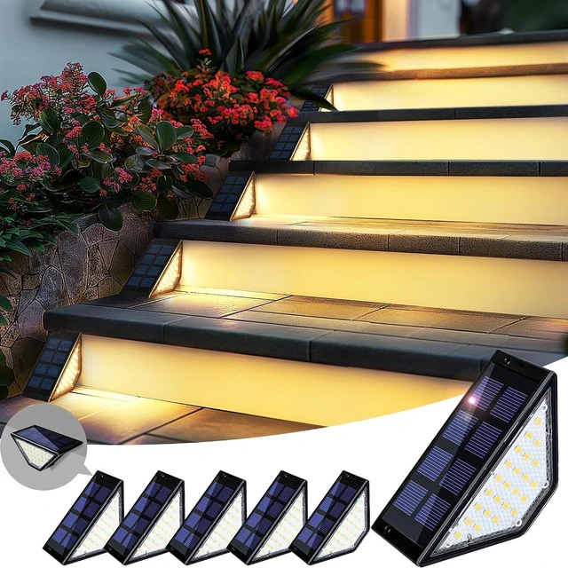 Main image of Solar Step Lights Waterproof, Stair Lights Outdoor Decor, 6 Pack Warm White