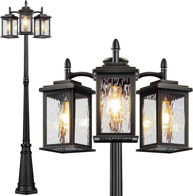 Main image of VIANIS Dusk to Dawn Lamp Posts Outdoor Lighting, Triple Head Street Light