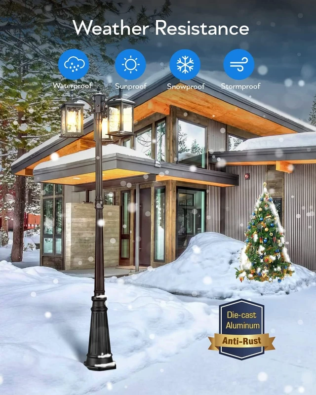 Alt view image 3 of 7 - VIANIS Dusk to Dawn Lamp Posts Outdoor Lighting, Triple Head Street Light