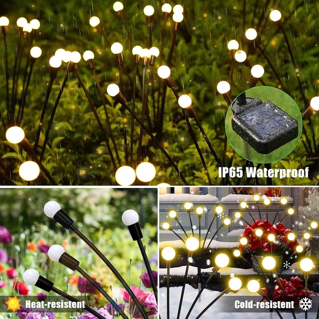 Alt view image 7 of 7 - NBQQ Solar Garden Lights 4 Pack of 32 LEDs Swaying Firefly Garden Decor