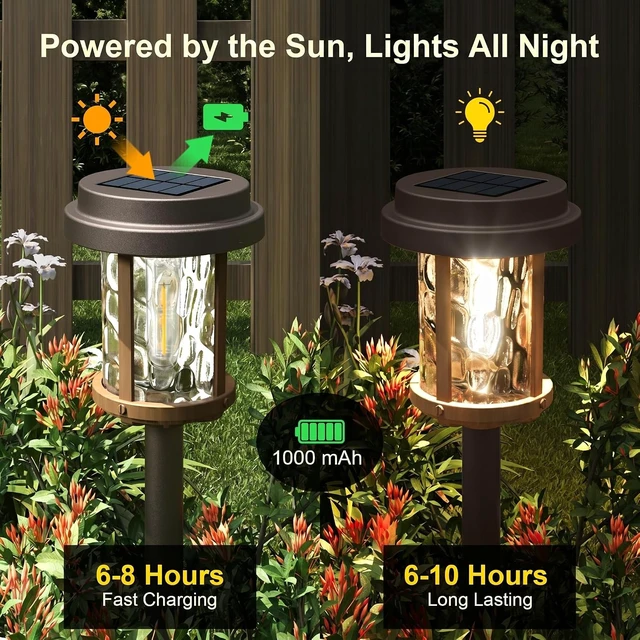 Alt view image 2 of 7 - XMCOSY+ Solar Pathway Lights Outdoor, 4 Pack Garden Lights Solar Powered