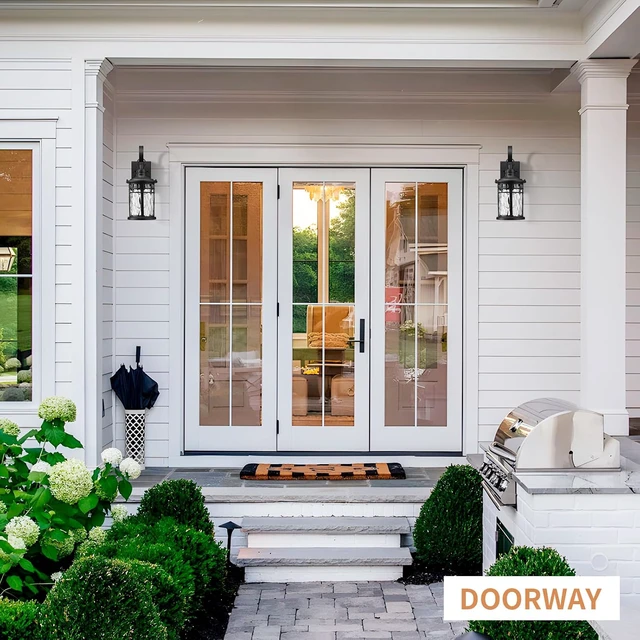 Alt view image 2 of 7 - Darkaway Outdoor Wall Lights,2pcs Exterior Lighting Fixtures Wall Mount Porch Lights Waterproof Outdoor Sconce with Water Ripple Glass for House Patio Hallway Garage