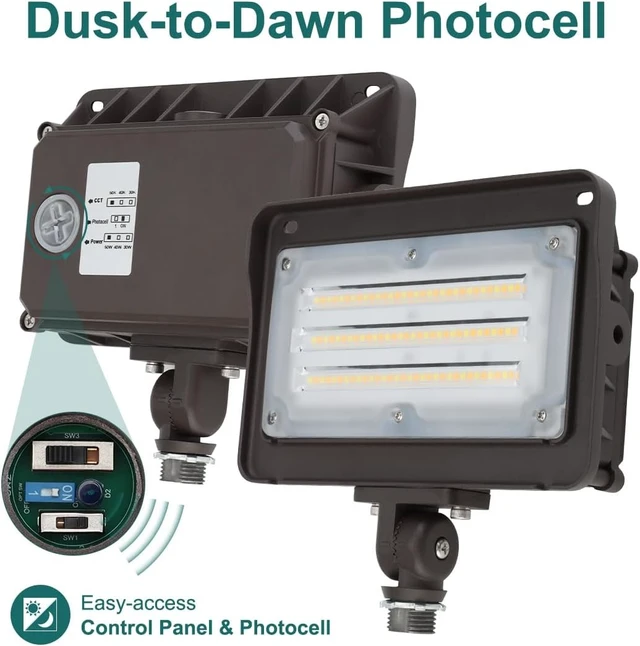 Alt view image 3 of 7 - kadision 50W LED Flood Light Outdoor with Photocell, 3000K/4000K/5000K