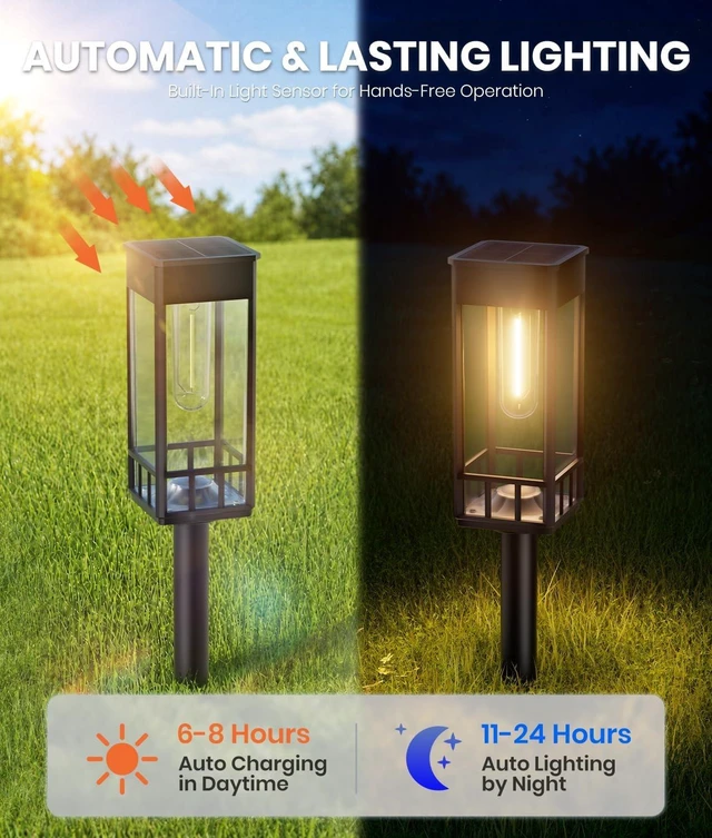 Alt view image 4 of 7 - BITPOTT Solar Garden Lights and Driveway, 8 Pack, Warm White, IP65