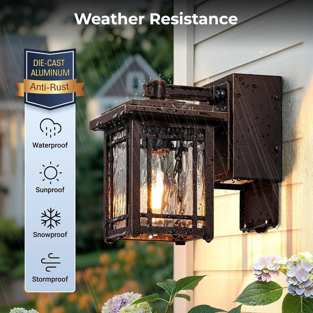 Alt view image 6 of 7 - Bronze Porch Light with Outlet, Dusk to Dawn Outdoor Light Fixture