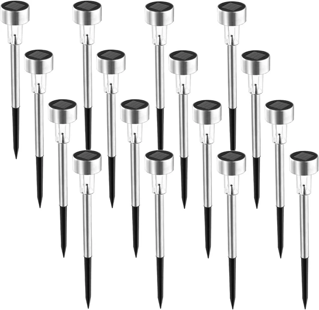 Main image of SOLPEX 16 Pack Solar Lights Outdoor, Stainless Steel Solar Pathway Lights