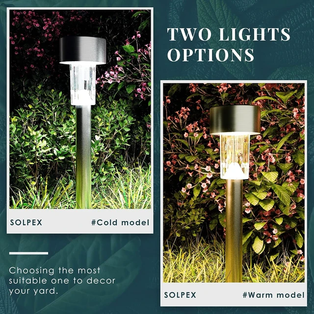 Alt view image 5 of 7 - SOLPEX 16 Pack Solar Lights Outdoor, Stainless Steel Solar Pathway Lights