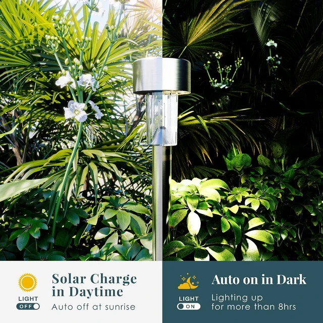 Alt view image 7 of 7 - SOLPEX 16 Pack Solar Lights Outdoor, Stainless Steel Solar Pathway Lights