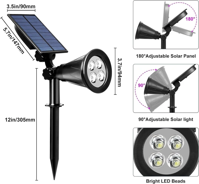 Alt view image 4 of 7 - T-SUN Purple Solar Spot Lights Outdoor, Solar Black Lights Outdoor,2 Pack