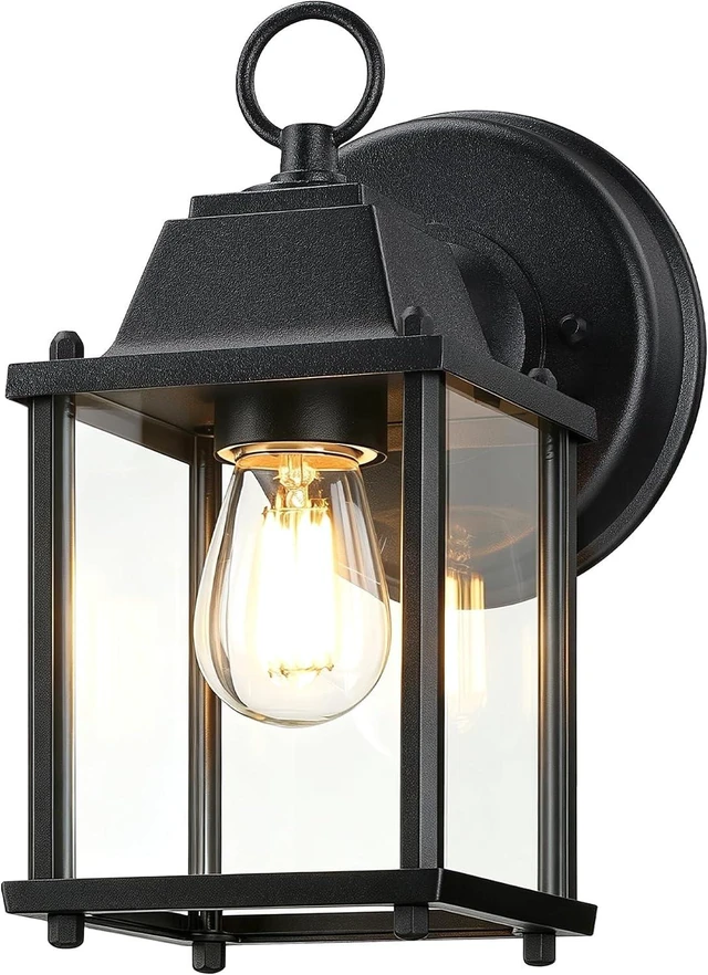 Main image of LIT-PaTH 8.4" Outdoor Wall Light Fixture, Aluminum Glass, Black, 1 Pack