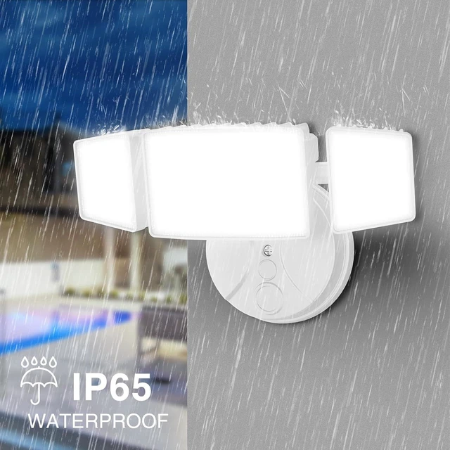 Alt view image 6 of 7 - Onforu 3 Packs 75W LED Security Light, 7000LM Outdoor Flood Lights Fixture with 3 Adjustable Heads, IP65 Waterproof, 6500K White Brightness Exterior Wall Mount Security Light for Eave, Yard(White)