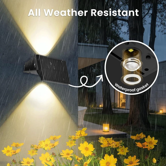 Alt view image 4 of 6 - Solar Fence Lights Outdoor, 6 Pack Up and Down Wall Lights, Warm White