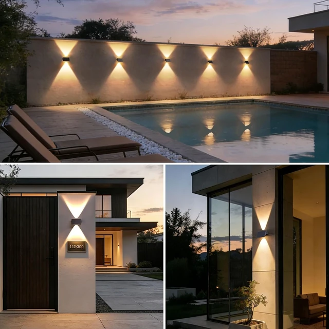 Alt view image 6 of 6 - Solar Fence Lights Outdoor, 6 Pack Up and Down Wall Lights, Warm White