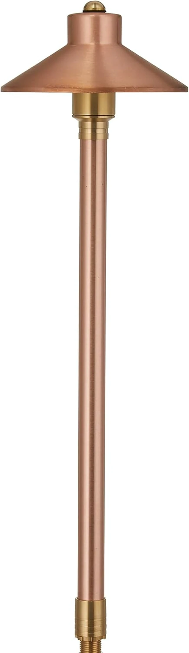 Alt view image 2 of 5 - VOLT Flat Hat 12V Copper Path Light (7" Shade) & 3W 2700K G4 LED Bulb