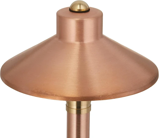 Alt view image 3 of 5 - VOLT Flat Hat 12V Copper Path Light (7" Shade) & 3W 2700K G4 LED Bulb