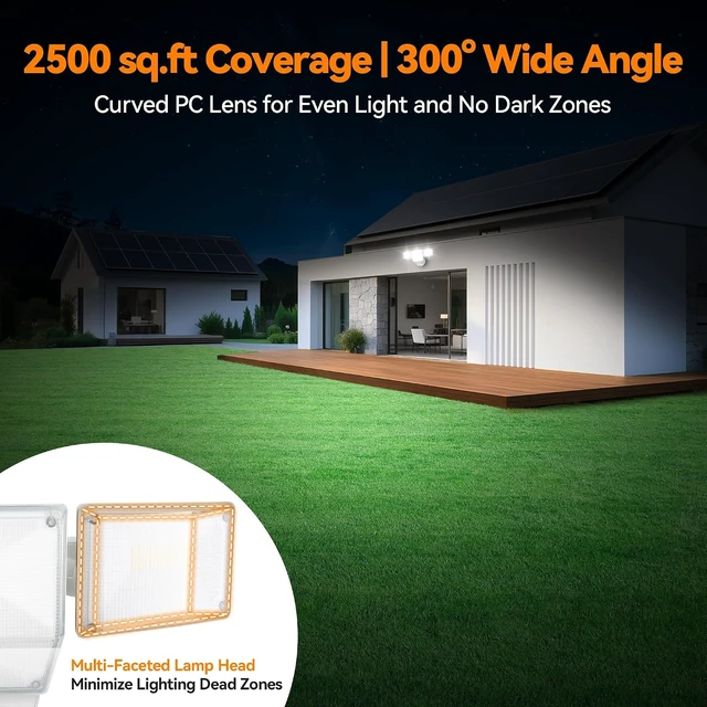 Alt view image 5 of 7 - 85W 10000LM Switch Controlled Outdoor Flood Lights, 4-Head Super Bright LED Security Light, 5000K Daylight, IP65 Waterproof Hardwired Exterior Light for Outside Garage Yard (White)