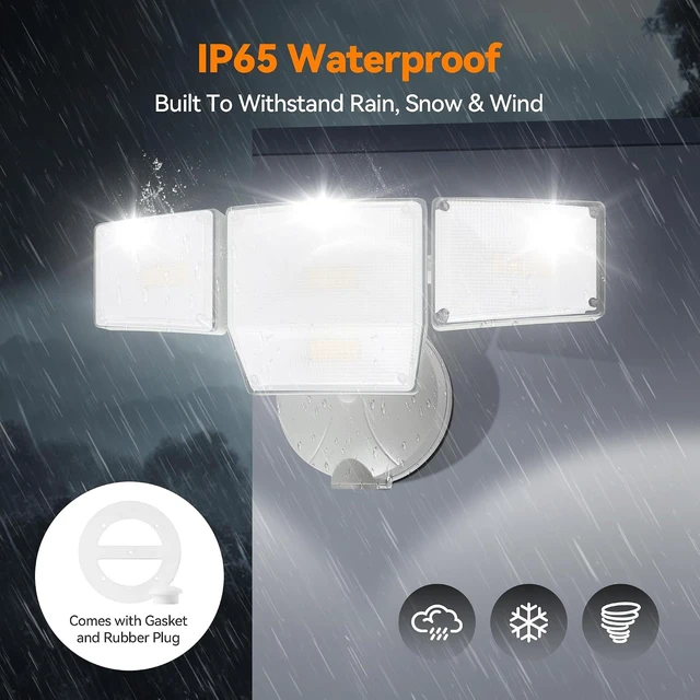Alt view image 7 of 7 - 85W 10000LM Switch Controlled Outdoor Flood Lights, 4-Head Super Bright LED Security Light, 5000K Daylight, IP65 Waterproof Hardwired Exterior Light for Outside Garage Yard (White)