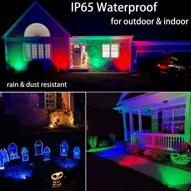 Alt view image 2 of 6 - Halloween Spotlights Outdoor Individual Colored Warm White Timer 4 Lights