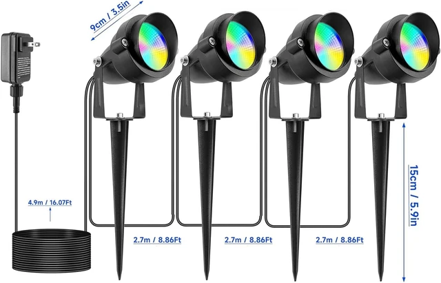 Alt view image 6 of 6 - Halloween Spotlights Outdoor Individual Colored Warm White Timer 4 Lights