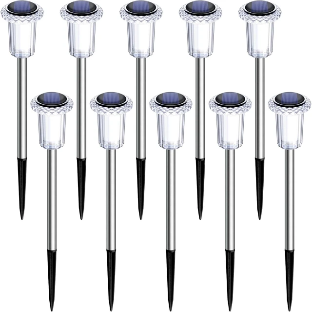 Alt view image 7 of 7 - 10 Pack Solar Pathway Lights Outdoor Waterproof, Cool White LED
