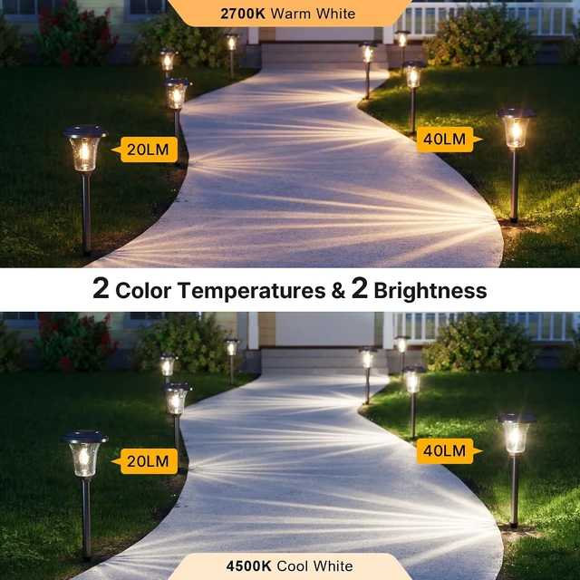 Alt view image 3 of 7 - XMCOSY+ Solar Lights Outdoor, 6 Pack Metal Glass Solar Pathway Lights