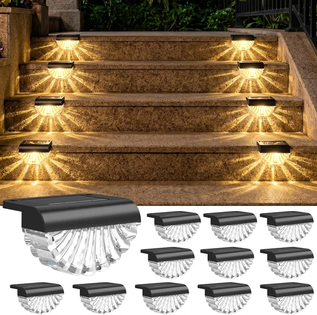 Main image of Greluna Solar Step Lights Outdoor, 16 Pack Waterproof Deck Lights, Auto Dusk to Dawn Fence Lights with Warm White Glow, Easy Install for Fence, Patio, Stairs, Pathway, Garden Lighting