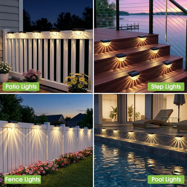 Alt view image 2 of 7 - Greluna Solar Step Lights Outdoor, 16 Pack Waterproof Deck Lights, Auto Dusk to Dawn Fence Lights with Warm White Glow, Easy Install for Fence, Patio, Stairs, Pathway, Garden Lighting