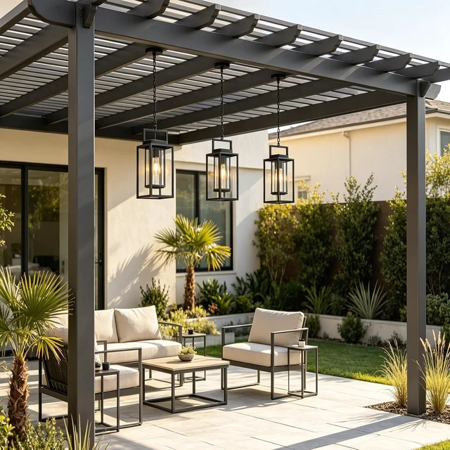 Alt view image 7 of 7 - 17" Rectangular Double Cage Outdoor & Indoor Hanging Pendant Light