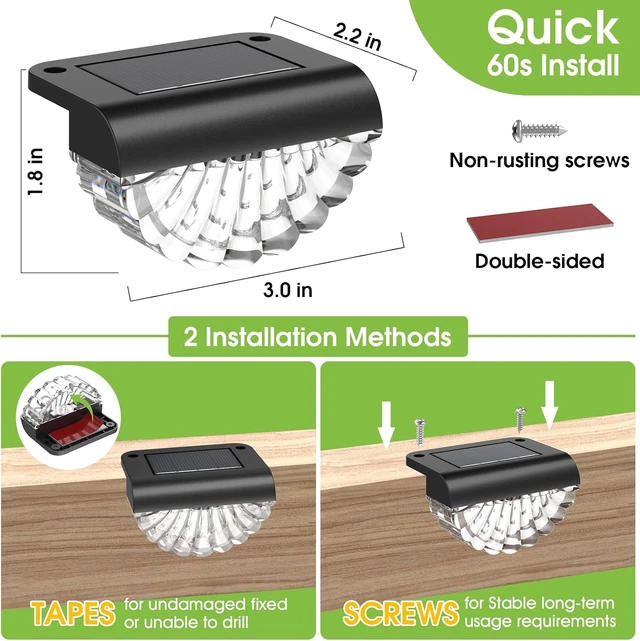 Alt view image 7 of 7 - Greluna Solar Step Lights Outdoor, 16 Pack Waterproof Deck Lights, Auto Dusk to Dawn Fence Lights with Warm White Glow, Easy Install for Fence, Patio, Stairs, Pathway, Garden Lighting