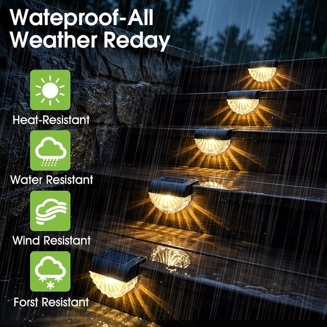 Alt view image 4 of 7 - Greluna Solar Step Lights Outdoor, 16 Pack Waterproof Deck Lights, Auto Dusk to Dawn Fence Lights with Warm White Glow, Easy Install for Fence, Patio, Stairs, Pathway, Garden Lighting