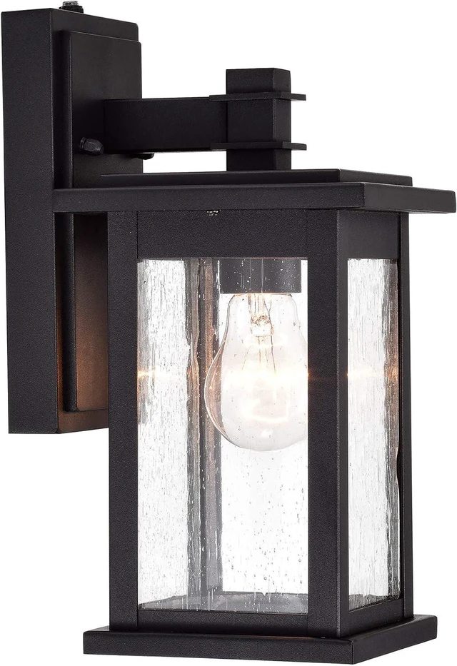 Main image of MICSIU 12.25" Dusk to Dawn Sensor Black Outdoor Wall Light 1 Pack Cottage
