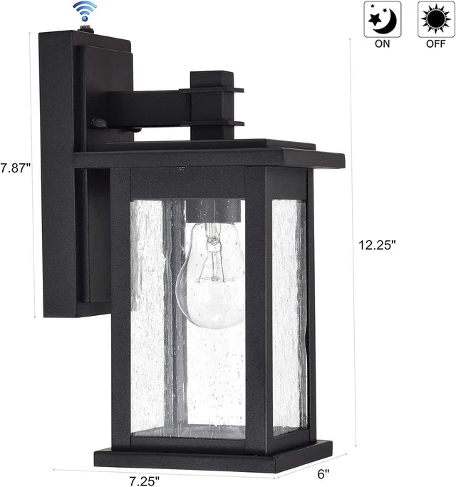 Alt view image 2 of 6 - MICSIU 12.25" Dusk to Dawn Sensor Black Outdoor Wall Light 1 Pack Cottage