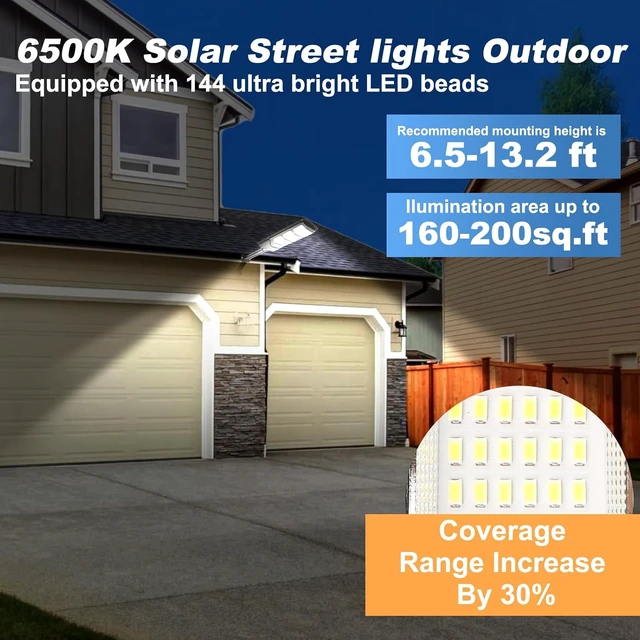 Alt view image 4 of 7 - Solar Lights Outdoor Waterproof 2 Pack - Solar Flood Light Outdoor Motion Sensor LED 6500K Security Light Remote Street Lights Dusk to Dawn Wall Mount for Yard Parking
